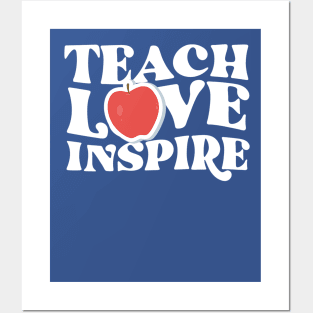 Teach Love Inspire Graphic Tee: Groovy Apple Teacher Posters and Art